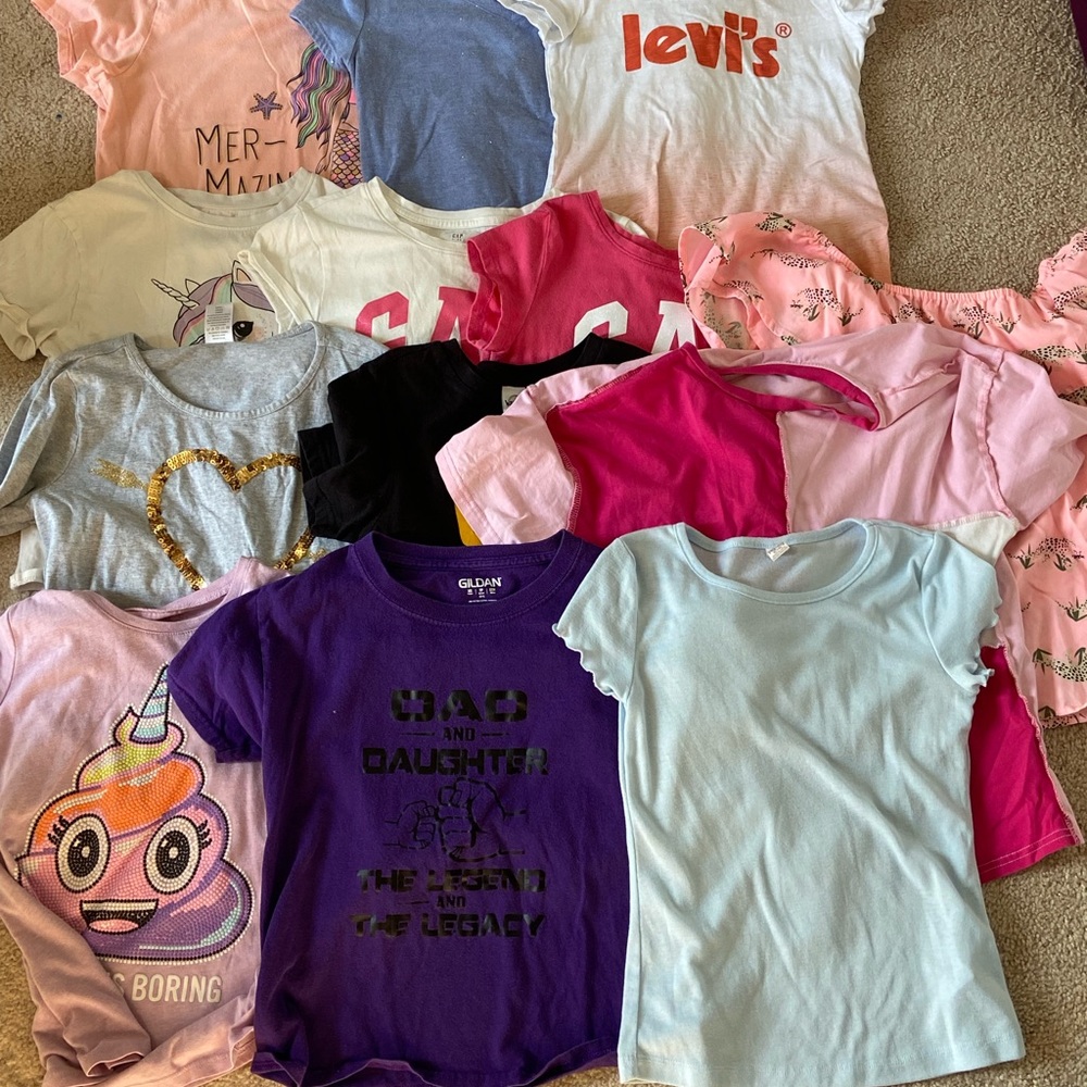 Bundle  Assorted Girls' Colorful Tees sizes 7-10